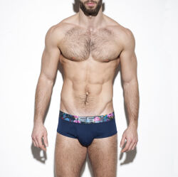 �����-����� "Flowery Waistband Briefs - Navy" 